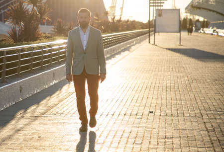 handsome businessman in the city