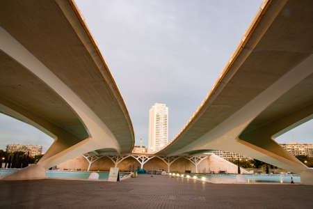 VALENCIA , SPAIN - DECEMBER 6, 2021: The city of the Arts and Sciences, Ciudad de las Artes y las Ciencias at sunset in Valencia, Spain.のeditorial素材