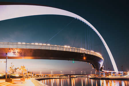 DUBAI, UAE - FEBRUARY, 2018: Dubai Water Canal arch bridge or Tolerance bridgeのeditorial素材