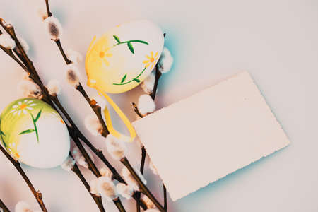 happy Easter background with eggsの写真素材