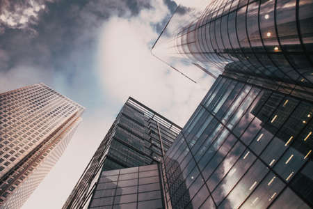 glass faÃ§ade of tall skyscraper business buildingsの写真素材