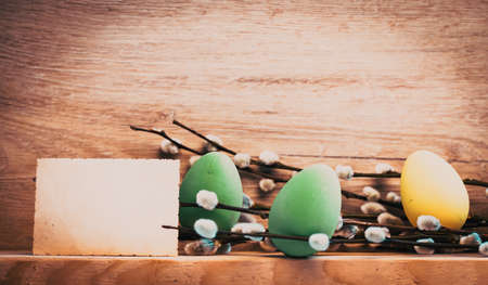 happy Easter background with eggsの写真素材