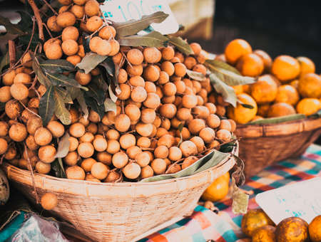 fresh exotic fruits and vegetables at the market  Thailandの写真素材