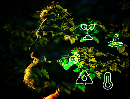 esg symbol on green forest background Environmental Social Governanceの写真素材