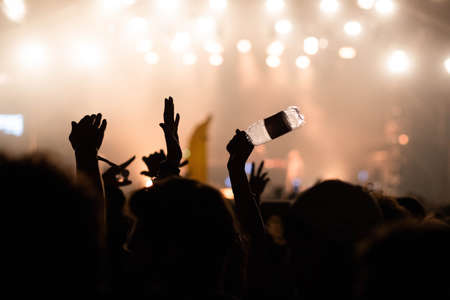 crowd at concert - summer music festivalの写真素材