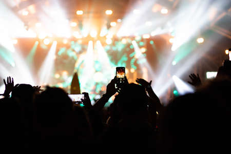 crowd at concert - summer music festivalの写真素材