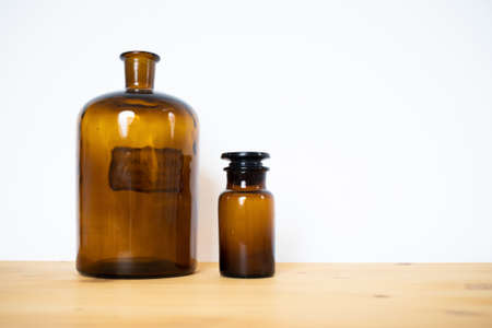 vintage dark brown bottlesの写真素材