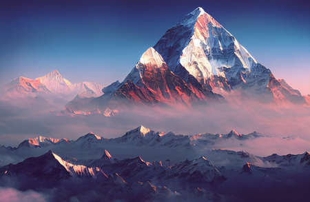 sunset over the Everest  digital artの素材