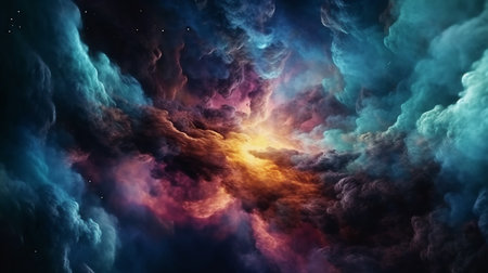 colorful space galaxy cloud nebula starry night cosmosの素材