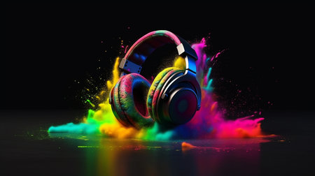 headphone and vivid color powderの素材