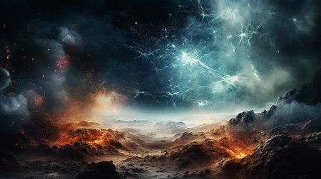 space background with nebula and stars and galaxyの素材