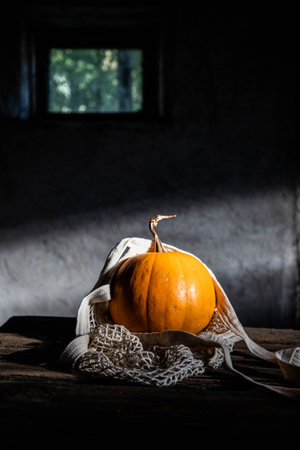halloween pumpkins ready for carvingの写真素材