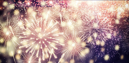fireworks display happy new year backgroundの写真素材