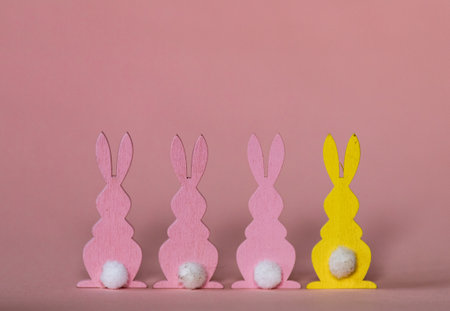 easter bunny on pink backgroundの写真素材