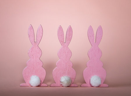 easter bunny on pink backgroundの写真素材