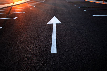 road signs in a new parkingの写真素材