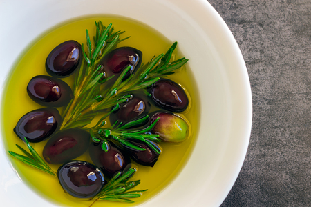 Olives and Olive Oil.  ?oncept - a healthy natural diet.の写真素材
