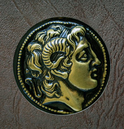 A copy of the ancient Greek coin, Alexander of Macedon, 3rd century BC.の写真素材