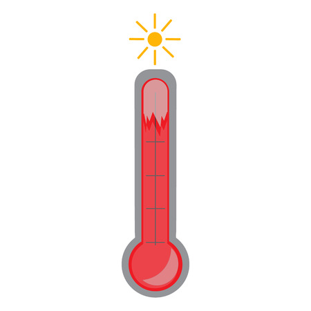 Thermometer with red indicator light is cracked from a very high temperature. Heat wave. Illustration. Vector.のイラスト素材