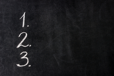 Handwritten numbers. Concept- goals list, motivational, decision, choice, resolution. Copy space.の写真素材