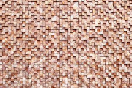 Decoration mosaic tile. Square pieces of wood. Background.