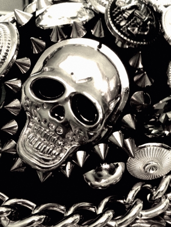 Skull shape in black and whiteの素材