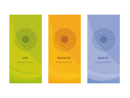 Branding Packaging -spa - beauty - holistic - on orange violet and green backgroundのイラスト素材