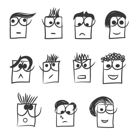 Set of hand drawn faces.のイラスト素材