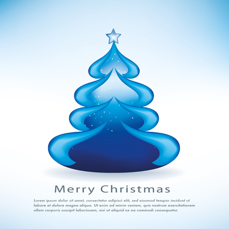 Christmas cards with blue Christmas treeのイラスト素材