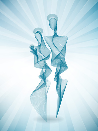 Modern abstract with holy family with light rays. Vector blend effectのイラスト素材