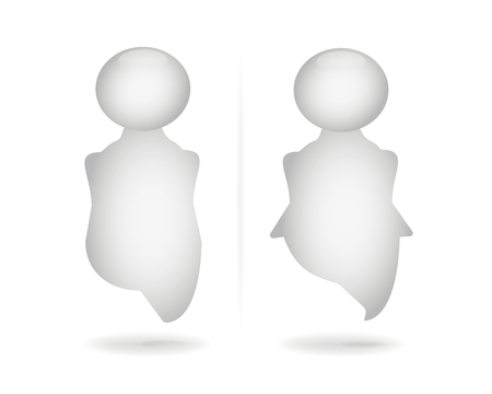 Toilet sign. Male and female toilet door icons. Bathroom symbol. WC sign. Male and female toilet door icons. Lady and gentleman restroom symbol isolated. 3d Illustrationのイラスト素材
