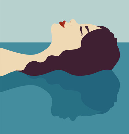 Metaphor bipolar disorder mind mental. Double face. Split personality. Mood disorder. Dual personality concept. 2 Head silhouette.Mental health.Female. Sad - happy. Psychology. Reemergingのイラスト素材