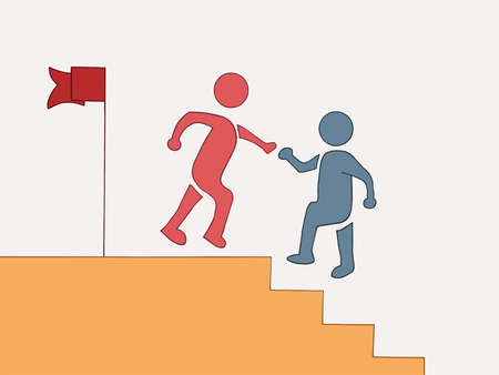 Coaching-mentoring -instructor-teacher concept.Skills in counseling or teaching.Businessman with personal mentor and corporate trainer.Learn business strategies.Training courses.Workshopのイラスト素材