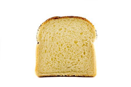 A singel slice of toast isolated on white background