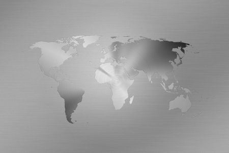 World map made like a logo on brushed metalのeditorial素材