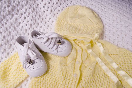 Pair of  first shoes and Suitの写真素材