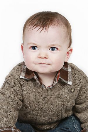 Little Baby Boy on white taken closeup in studioの写真素材