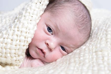 Newborn Baby taken closeup 16 days oldの写真素材