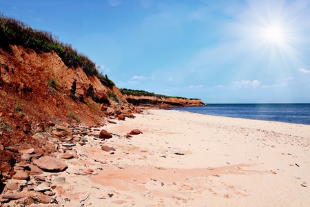 Summertime at the beach in Nova Soctia on Beautiful dayの写真素材