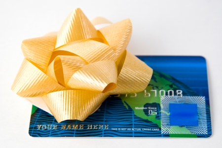 Christmas Shopping with Credit Cardの写真素材