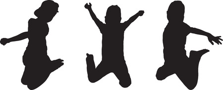 Vector Silhouette of boy jumping up in the air のイラスト素材