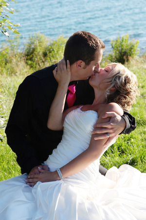 Wedding - Bride and Groom on there wedding dayの写真素材