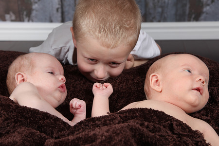 Two Cute little boys posing for cameraの写真素材