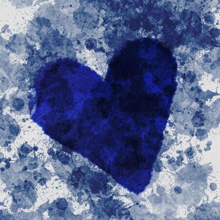 Blue abstract Grunge Background with Blue Grunge Heartの写真素材