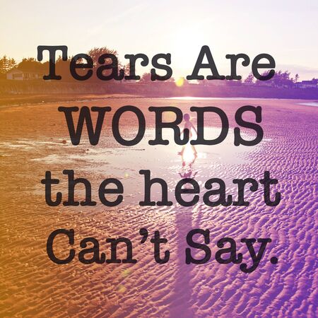 Inspirational Quote with lake background - Tears are words the heart cant say