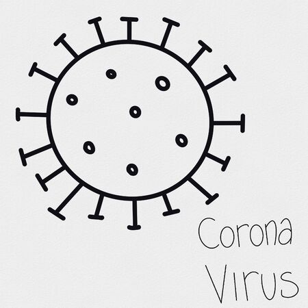 Corona virus disease COVID-19 hand drawn with isolated backgroundの写真素材