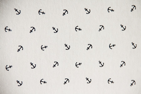 White fabric with anchor repeating patternの写真素材