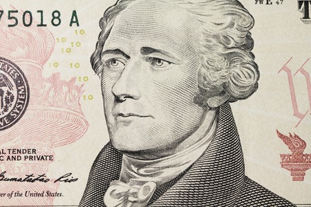 Hamilton's portrait on dollarの写真素材