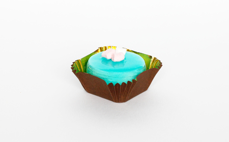 Beautiful small cake on white backgroundの写真素材