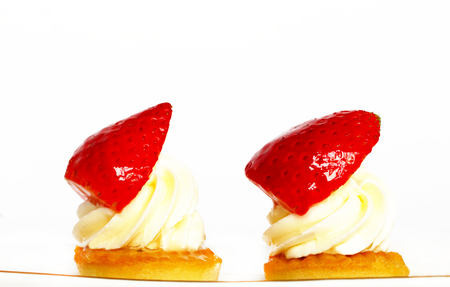 Beautiful small cake on white backgroundの写真素材